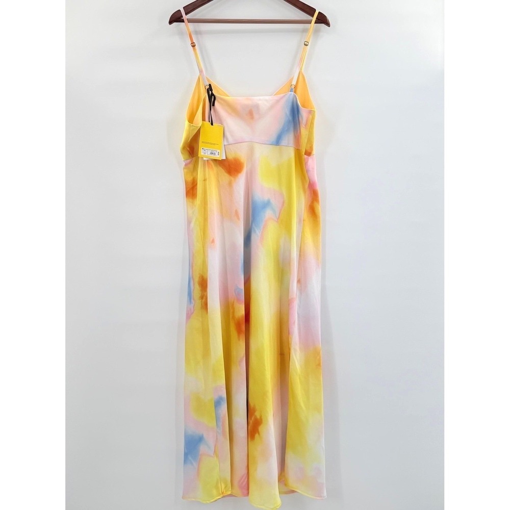 Satin Minimal Slip Dress Skinny Strap 2X DVF Target Pastel Sunset Watercolor NWT - Picture 4 of 11